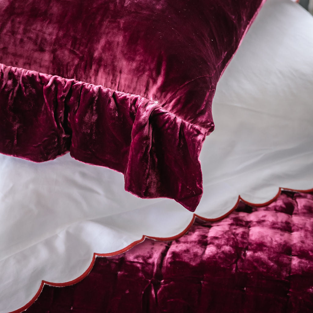 Burgundy Silk Velvet Lumbar Cushion