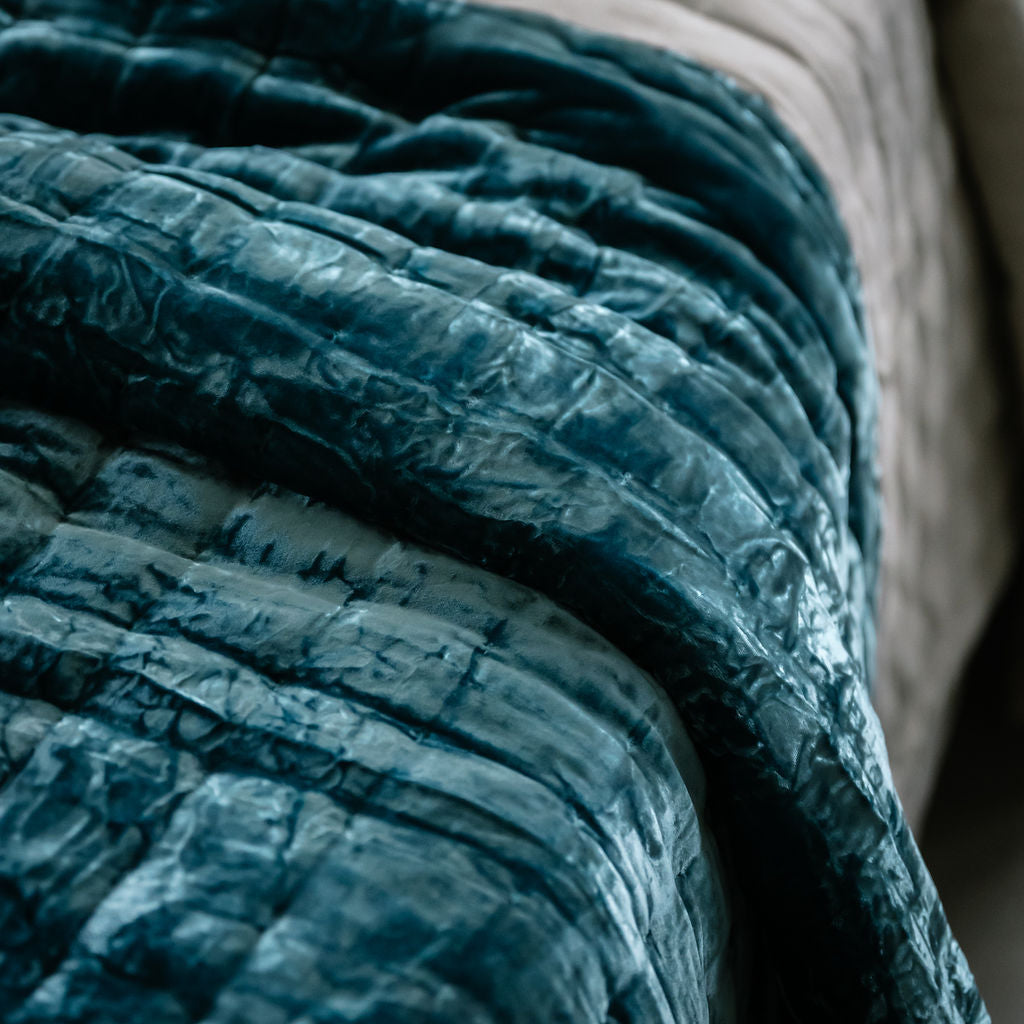 Tempt Sapphire Blue Silk Velvet Throw