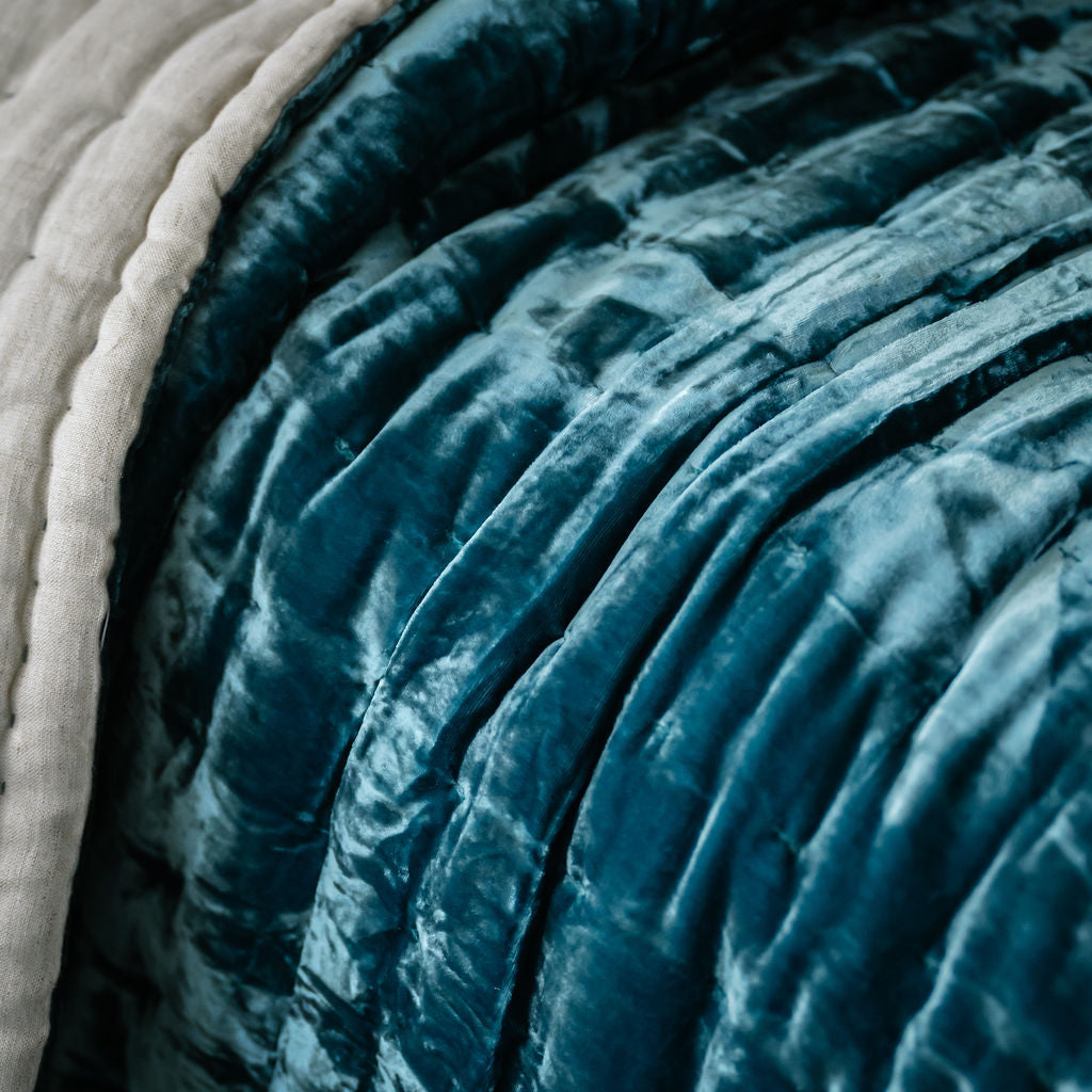 Tempt Sapphire Blue Silk Velvet Throw