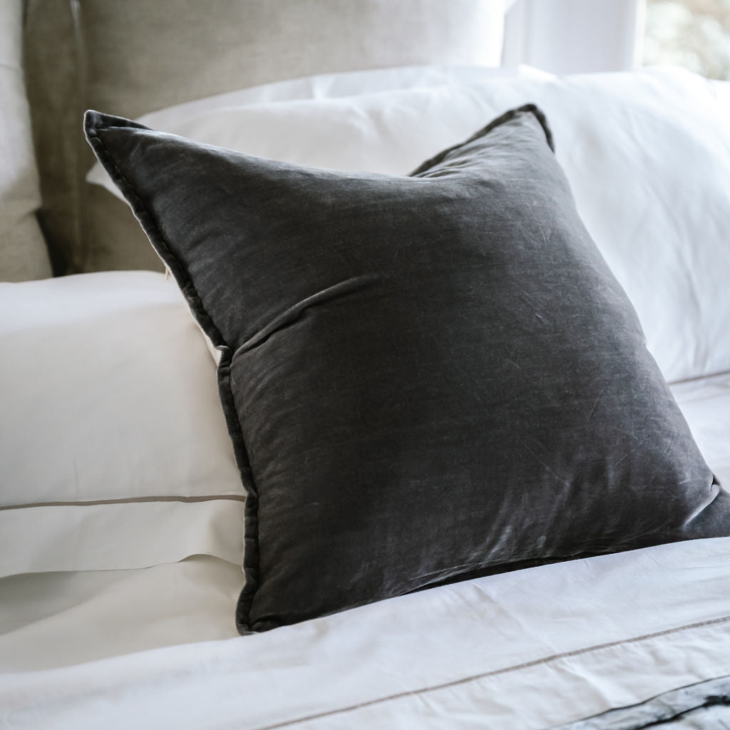 Nickel Grey Silk Velvet Cushion Cover