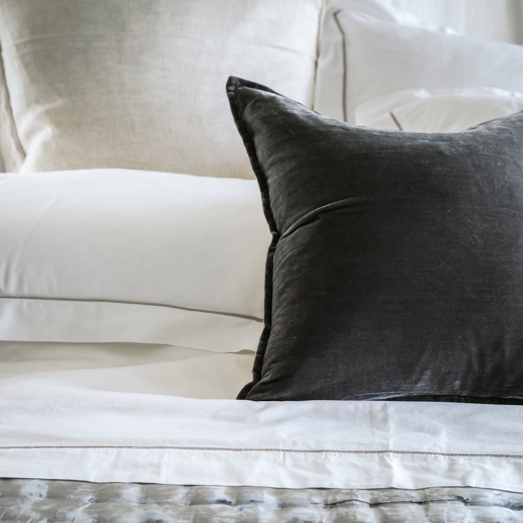 Slate Grey Silk Velvet Cushion