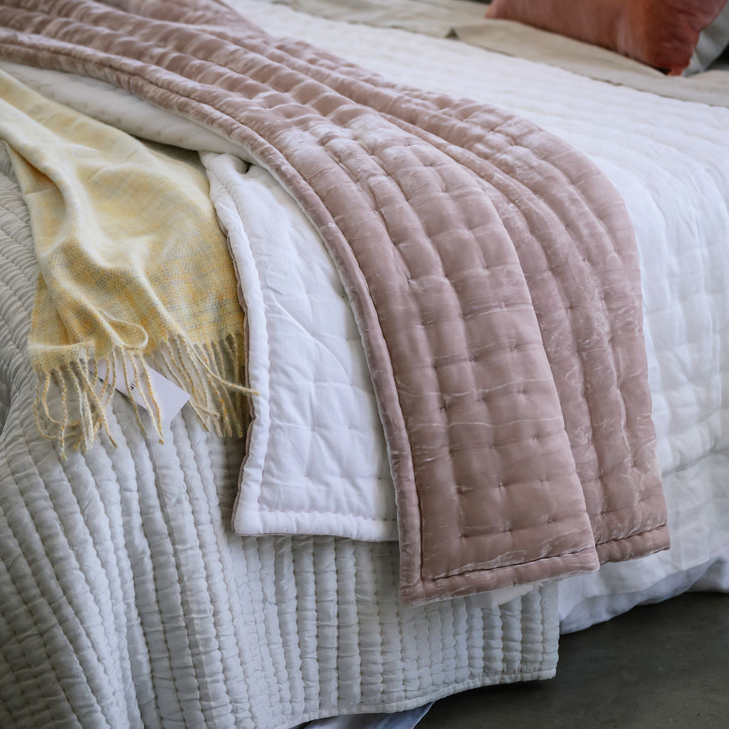 Tempt Pale Pink Silk Velvet Throw