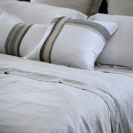Bask Hemstitched Natural Linen Flat Sheet