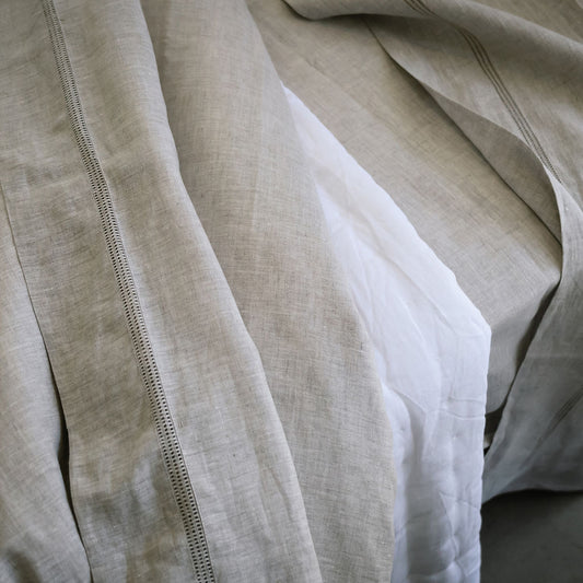 Bask Natural Linen King Fitted Sheet