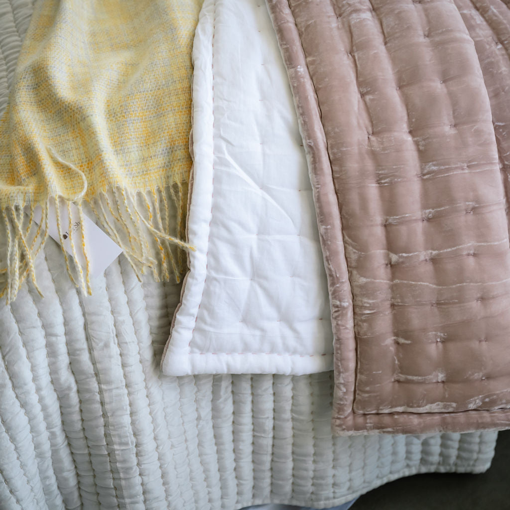 Tempt Pale Pink Silk Velvet Throw