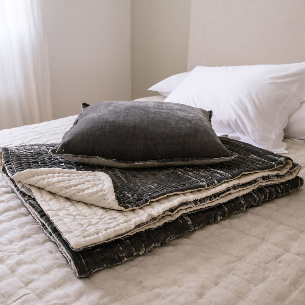 Enchant Pewter Grey Silk Velvet Comforter