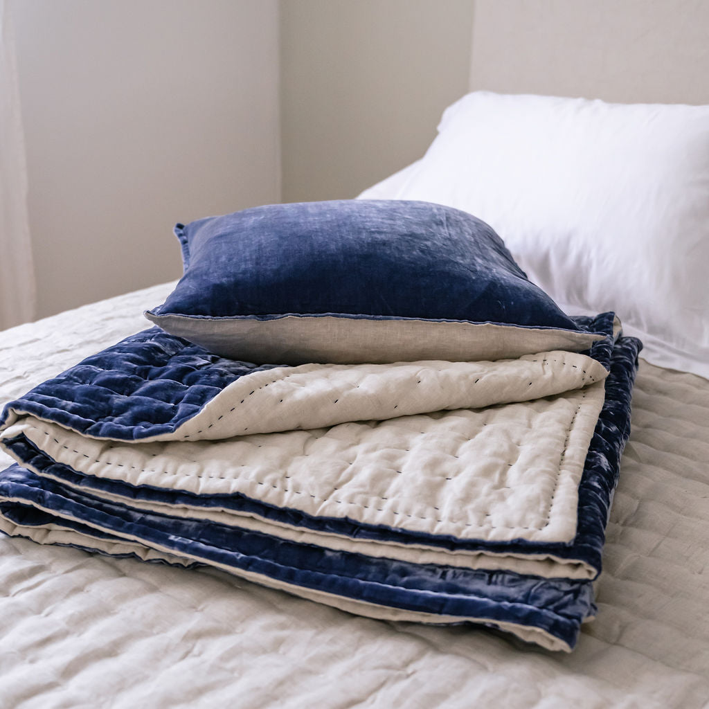 Sapphire Blue Silk Velvet Cushion