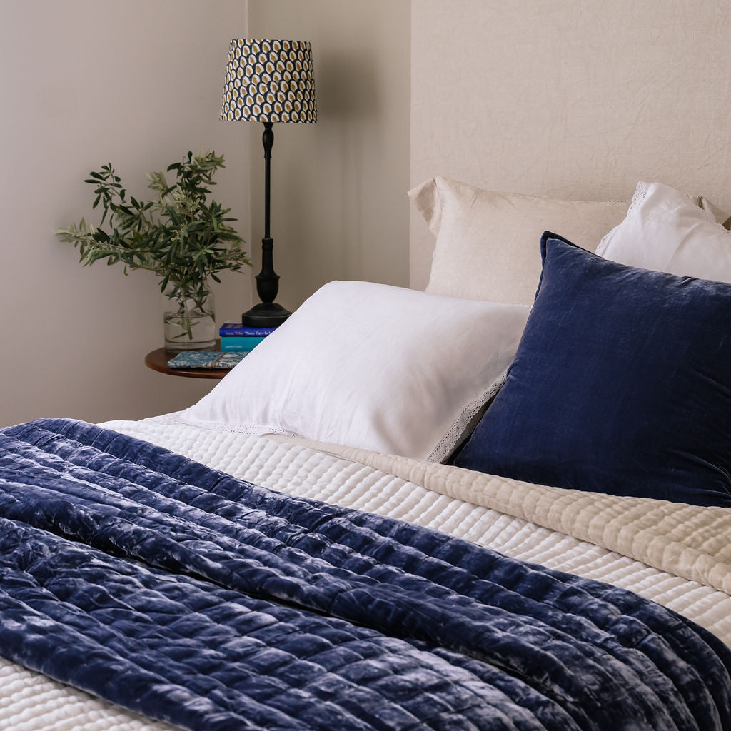 Tempt Sapphire Blue Silk Velvet Throw