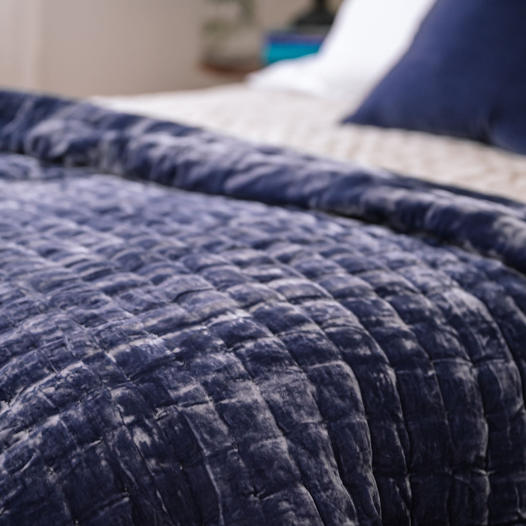 Tempt Sapphire Blue Silk Velvet Throw