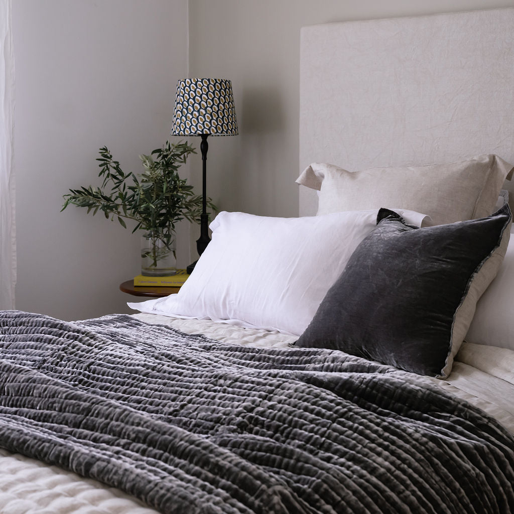 Enchant Pewter Grey Silk Velvet Comforter