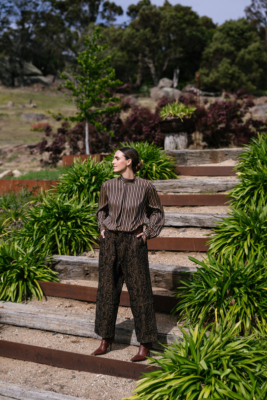 M.A. Dainty Trucker Brown Snake Jeans