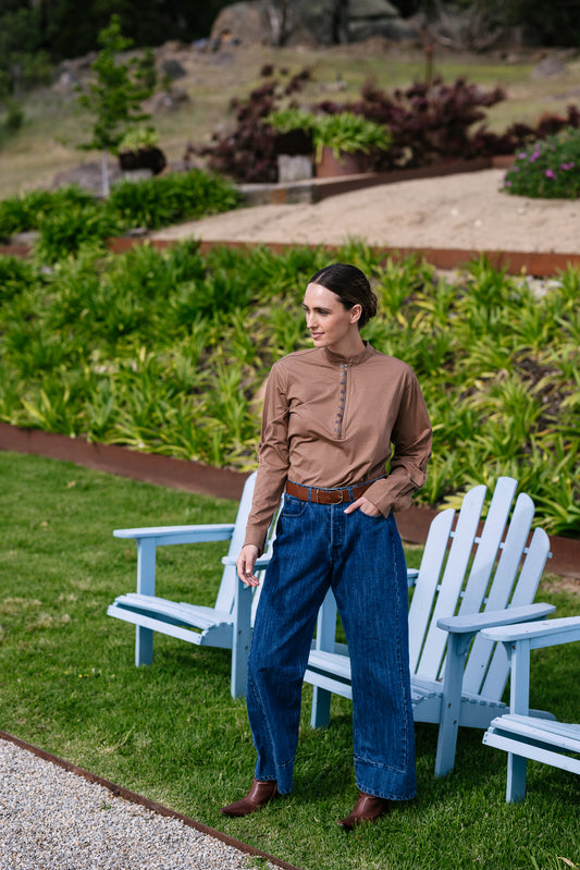 M.A. Dainty Drills Tan Cotton Top