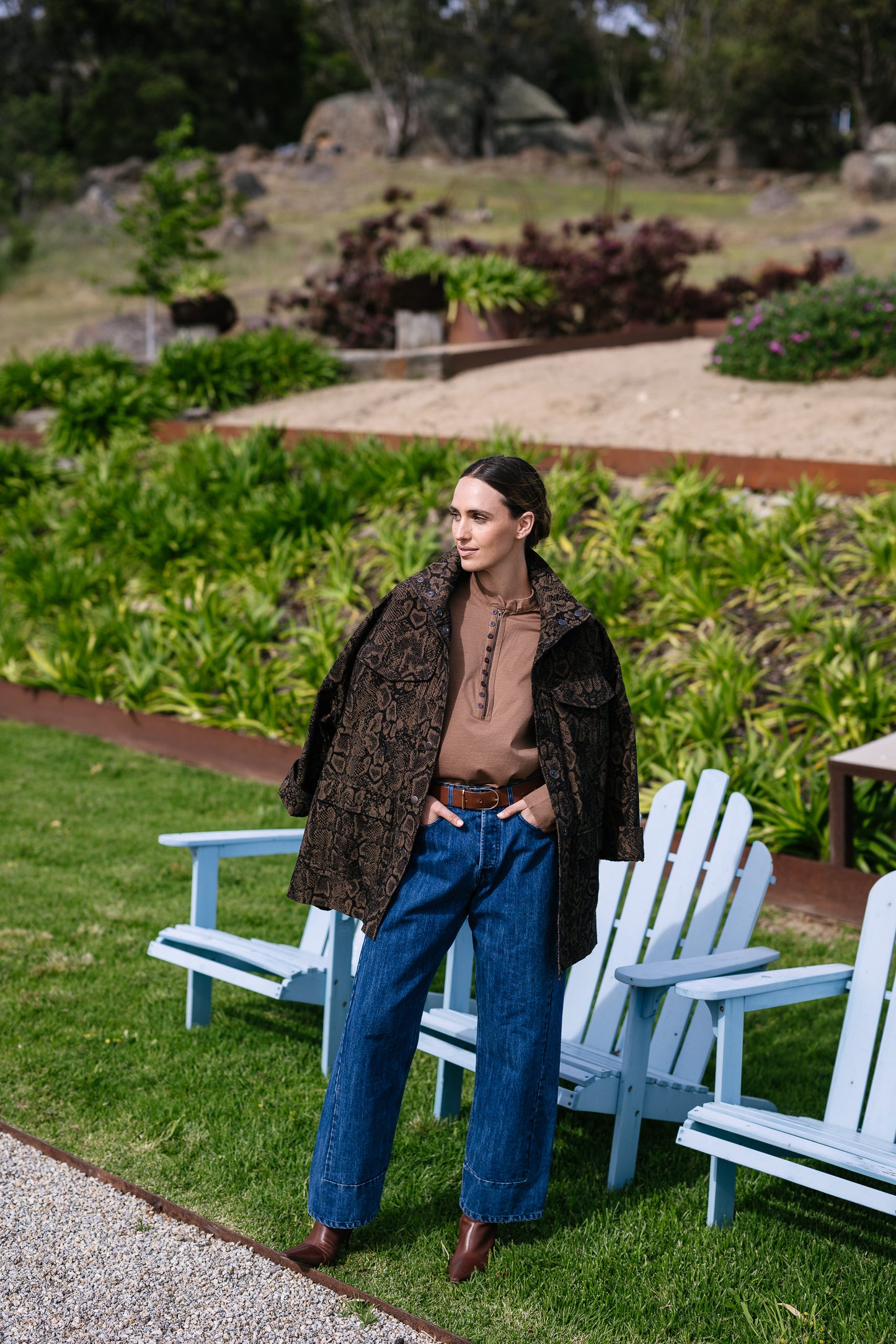 M.A. Dainty Drills Tan Cotton Top