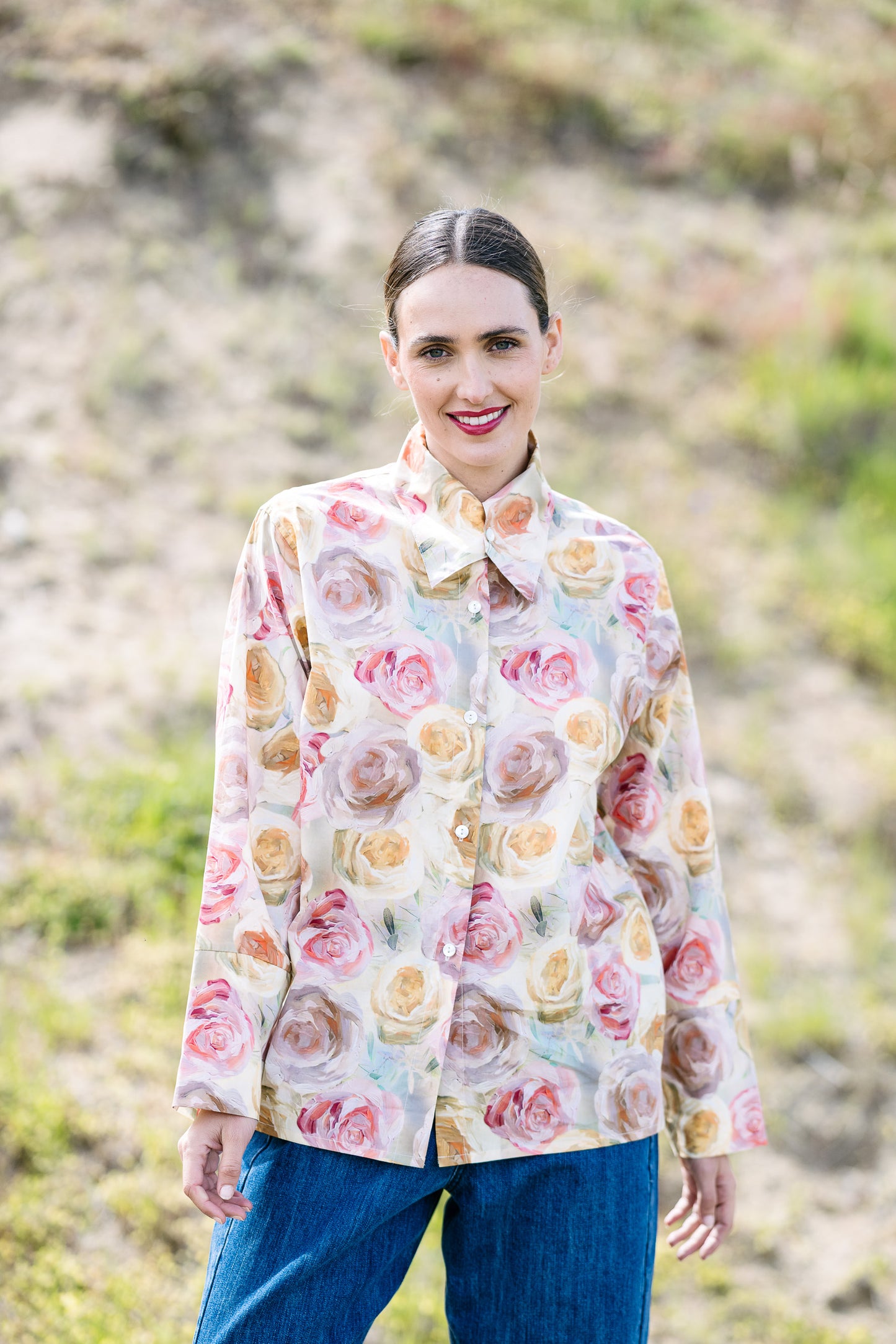 M.A. Dainty Actress Roses Cotton Shirt