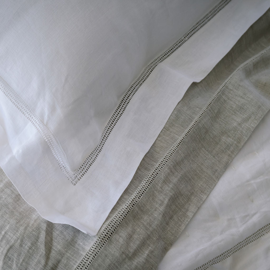 Bask Hemstitched Natural Linen Quilt
