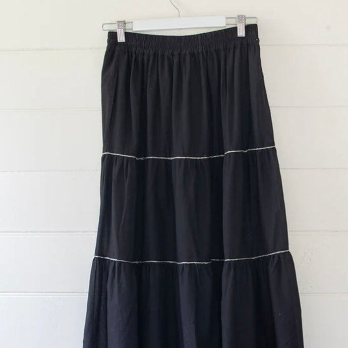 Ivy Embroidered Fine Cotton Skirt - Black