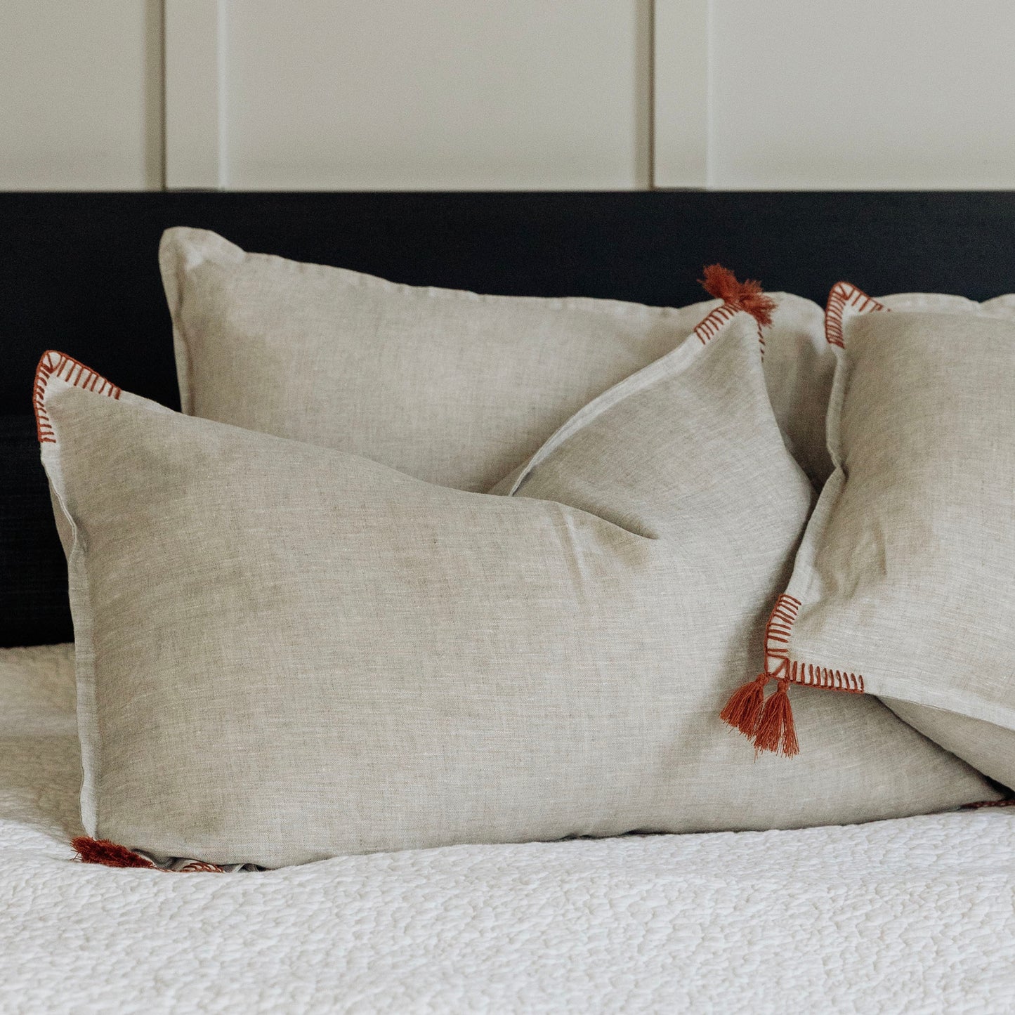 Hand Stitched Linen Lumbar Cushions