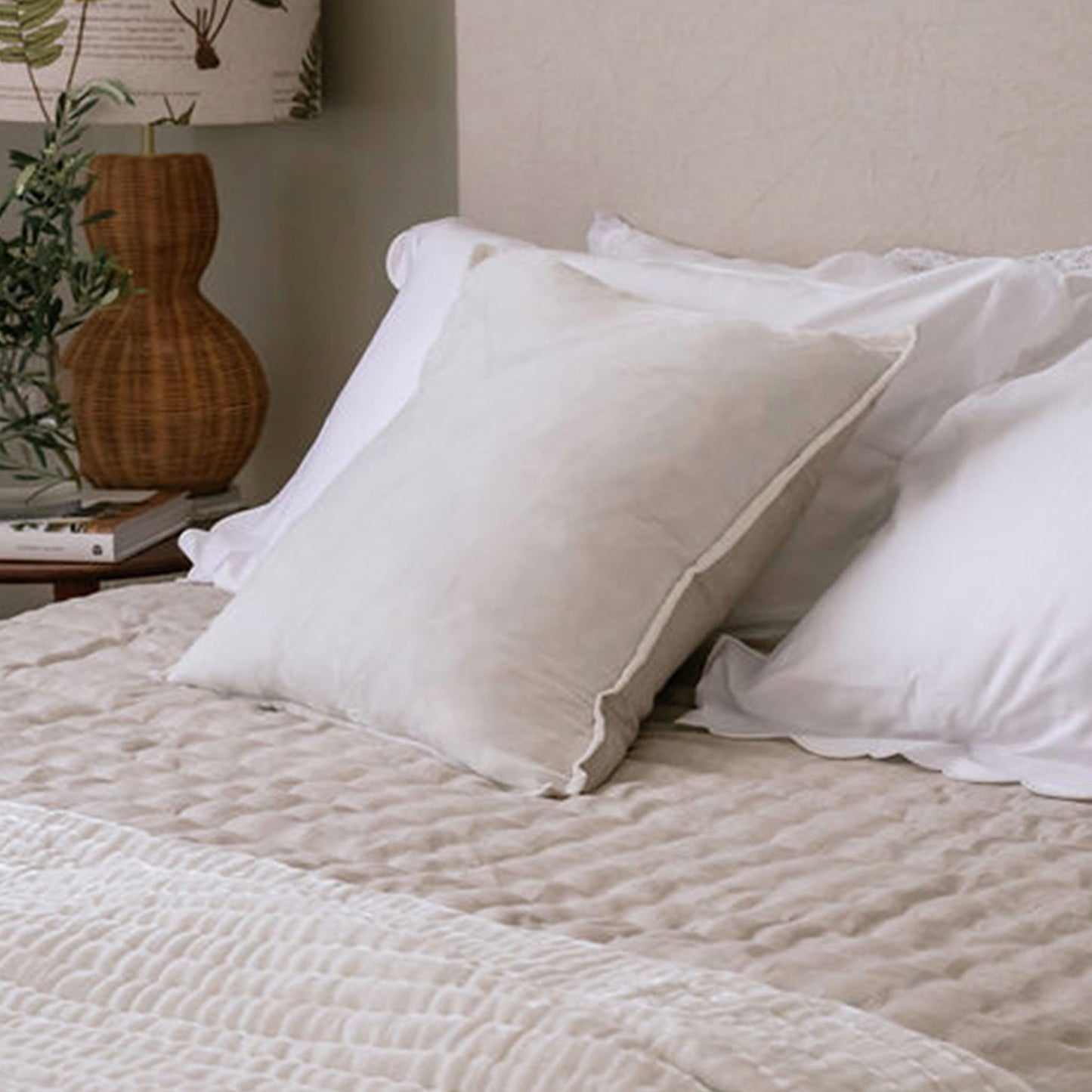 Lace White Silk Velvet Cushion