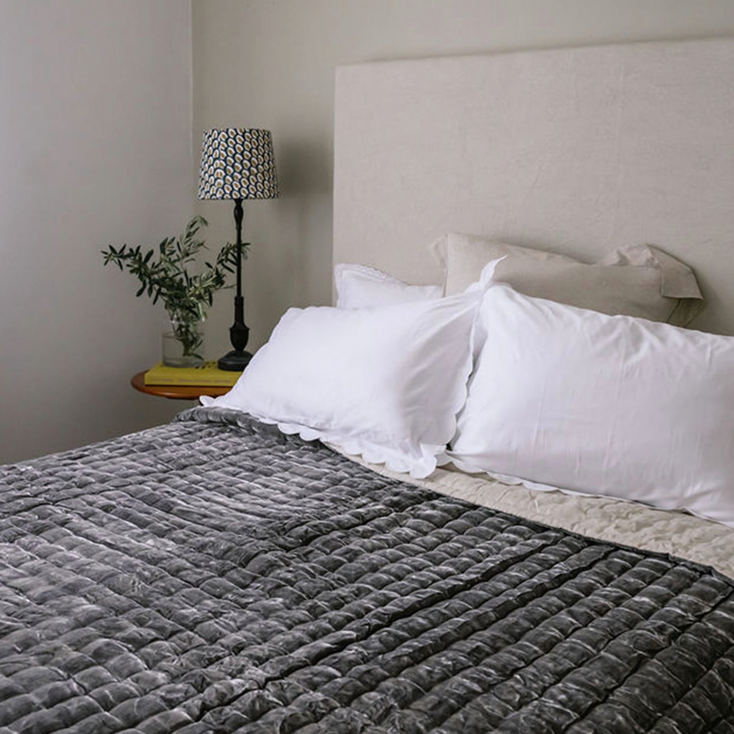 Allure Pewter Grey Silk Velvet Quilt