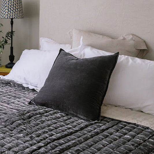 Pewter Grey Silk Velvet Cushion
