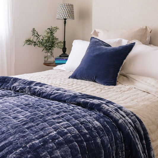 Tempt Sapphire Blue Silk Velvet Throw