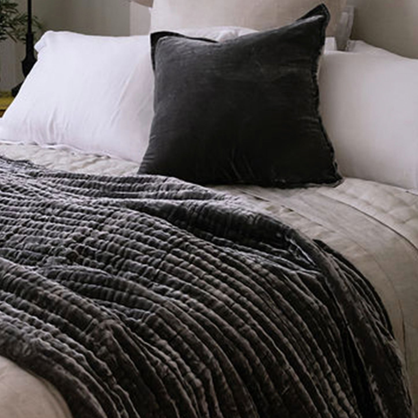Enchant Pewter Grey Silk Velvet Comforter