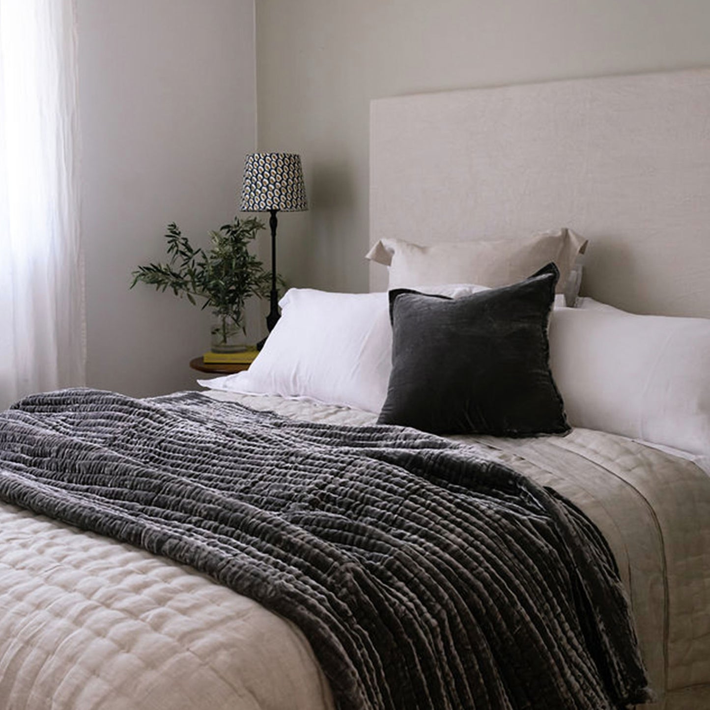 Enchant Pewter Grey Silk Velvet Comforter