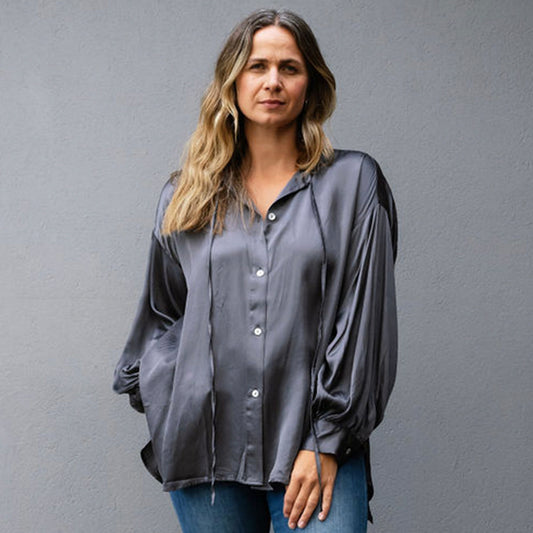 Sybil Grey Silk Cotton Shirt