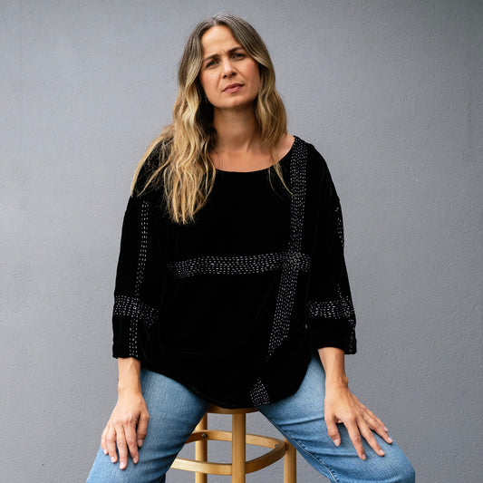Audrey Handstitched Silk Velvet Tops