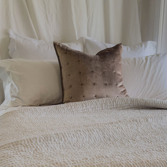 French Vanilla Scalloped Edge 400TC Cotton Euro Covers