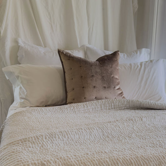 Belle Hemstitched Pearl 600TC Cotton Sateen Pillowcases