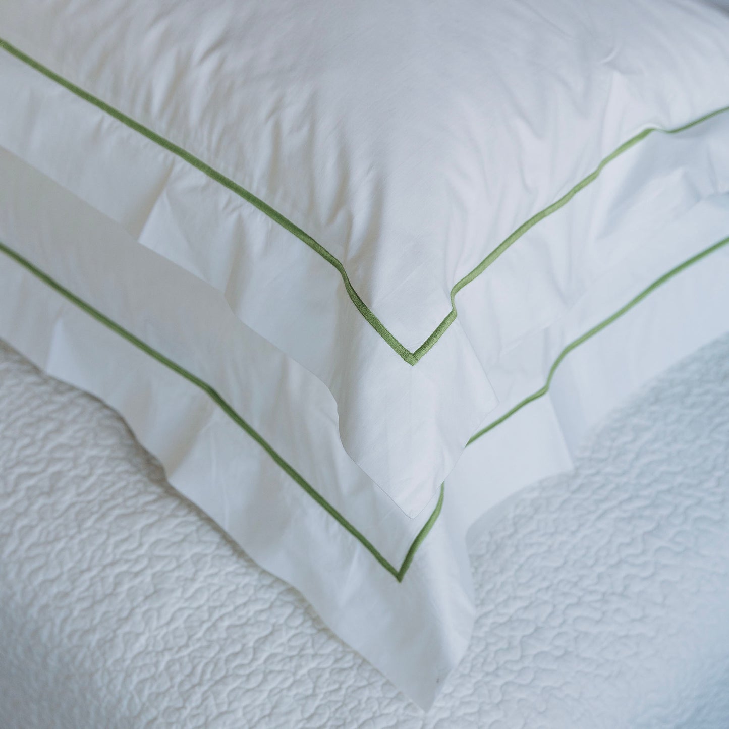 Grace Avocado Embroidered Cotton Pillowcases