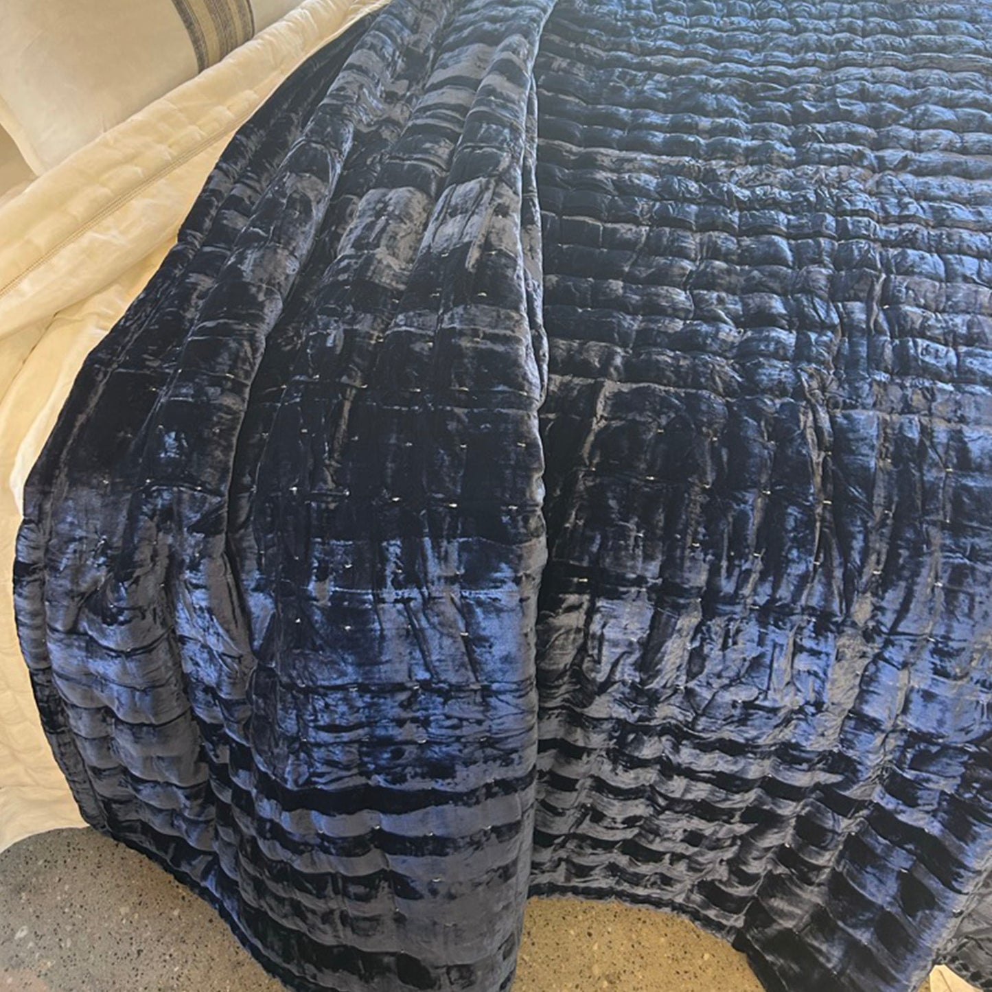 Allure Navy Silk Velvet Quilt