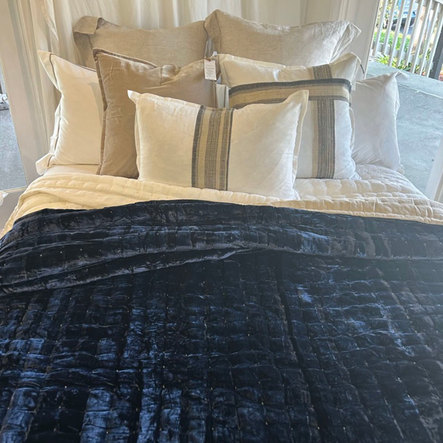 Allure Navy Silk Velvet Quilt