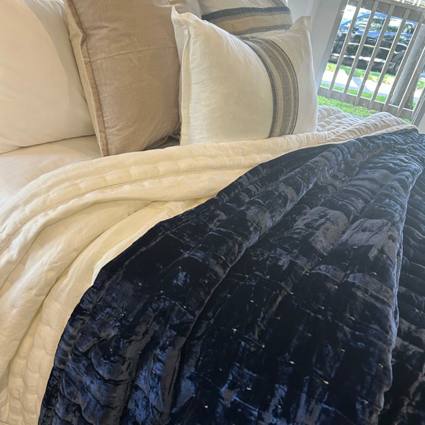 Allure Navy Silk Velvet Quilt