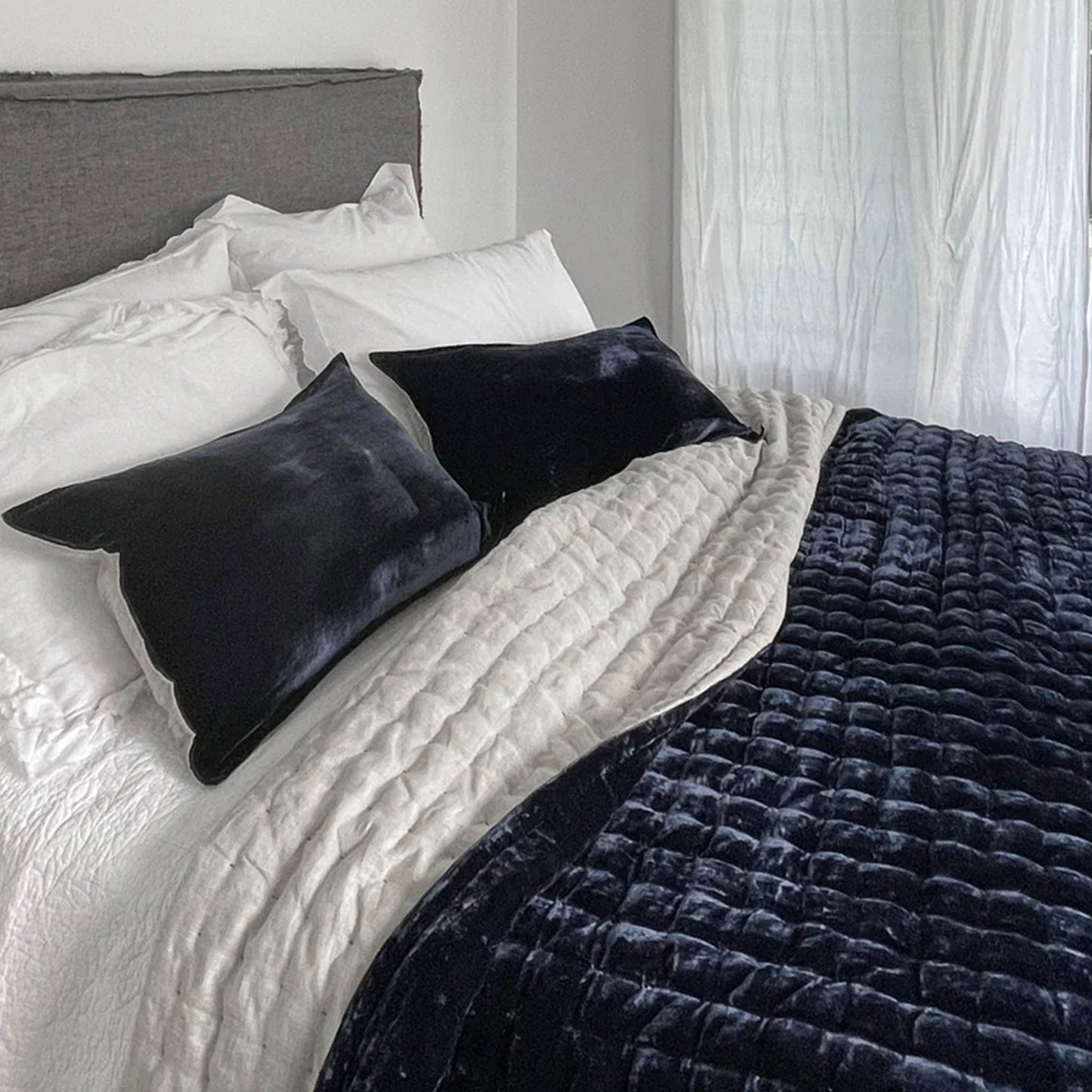 Allure Navy Silk Velvet Quilt