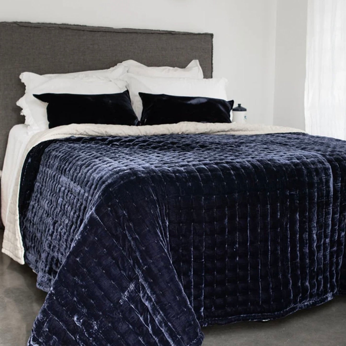 Allure Navy Silk Velvet Quilt