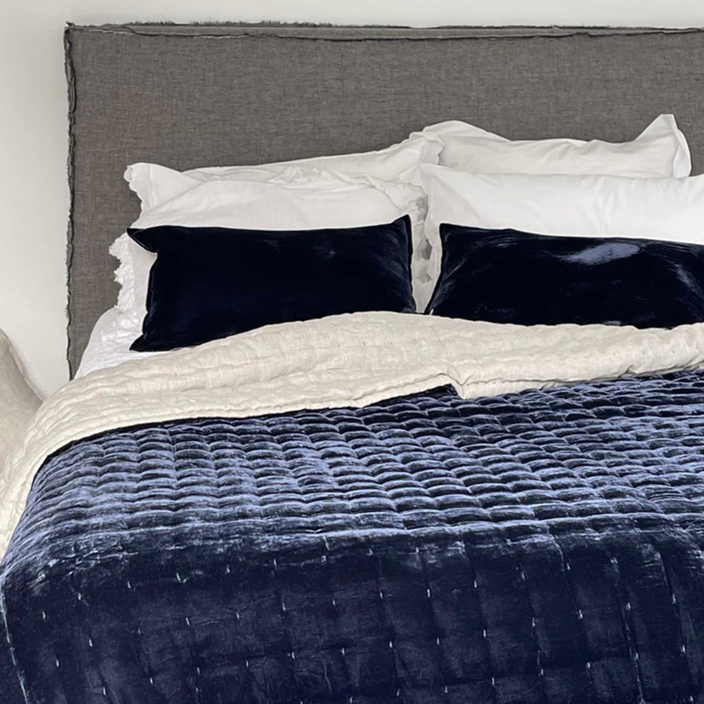 Allure Navy Silk Velvet Quilt