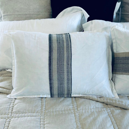 Stripe Hemp Panel Linen Lumbar Cushions