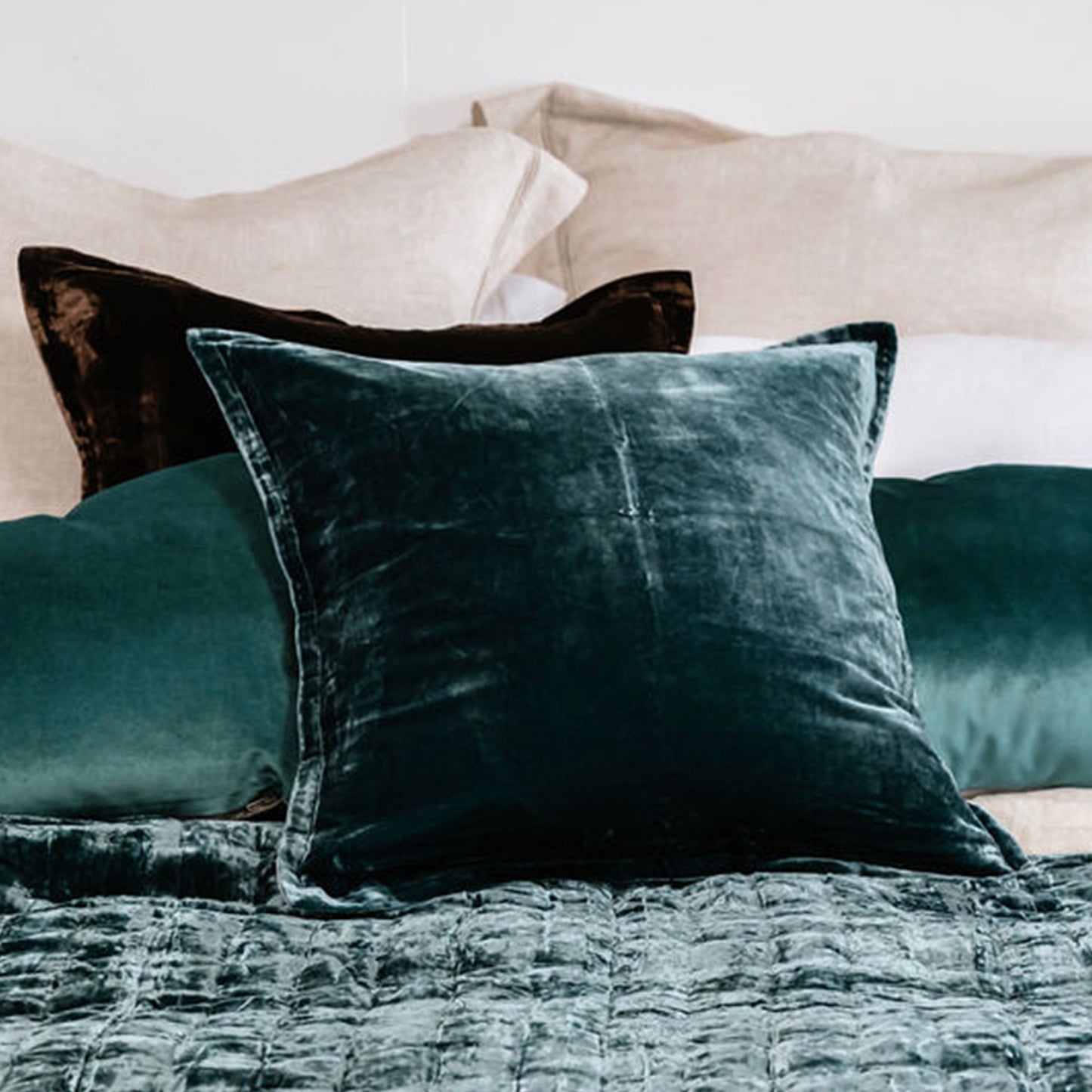 Teal Silk Velvet Cushion