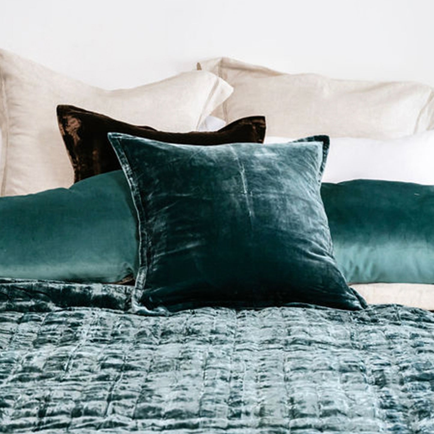 Teal Silk Velvet Cushion