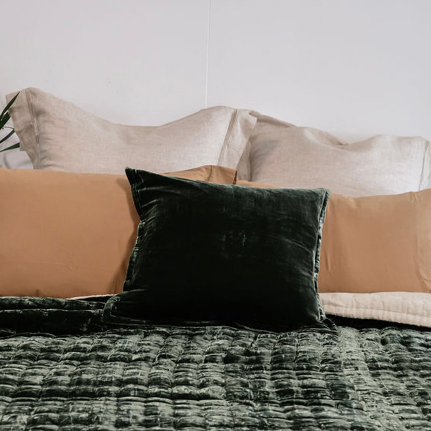 Seaweed Green Silk Velvet Cushion