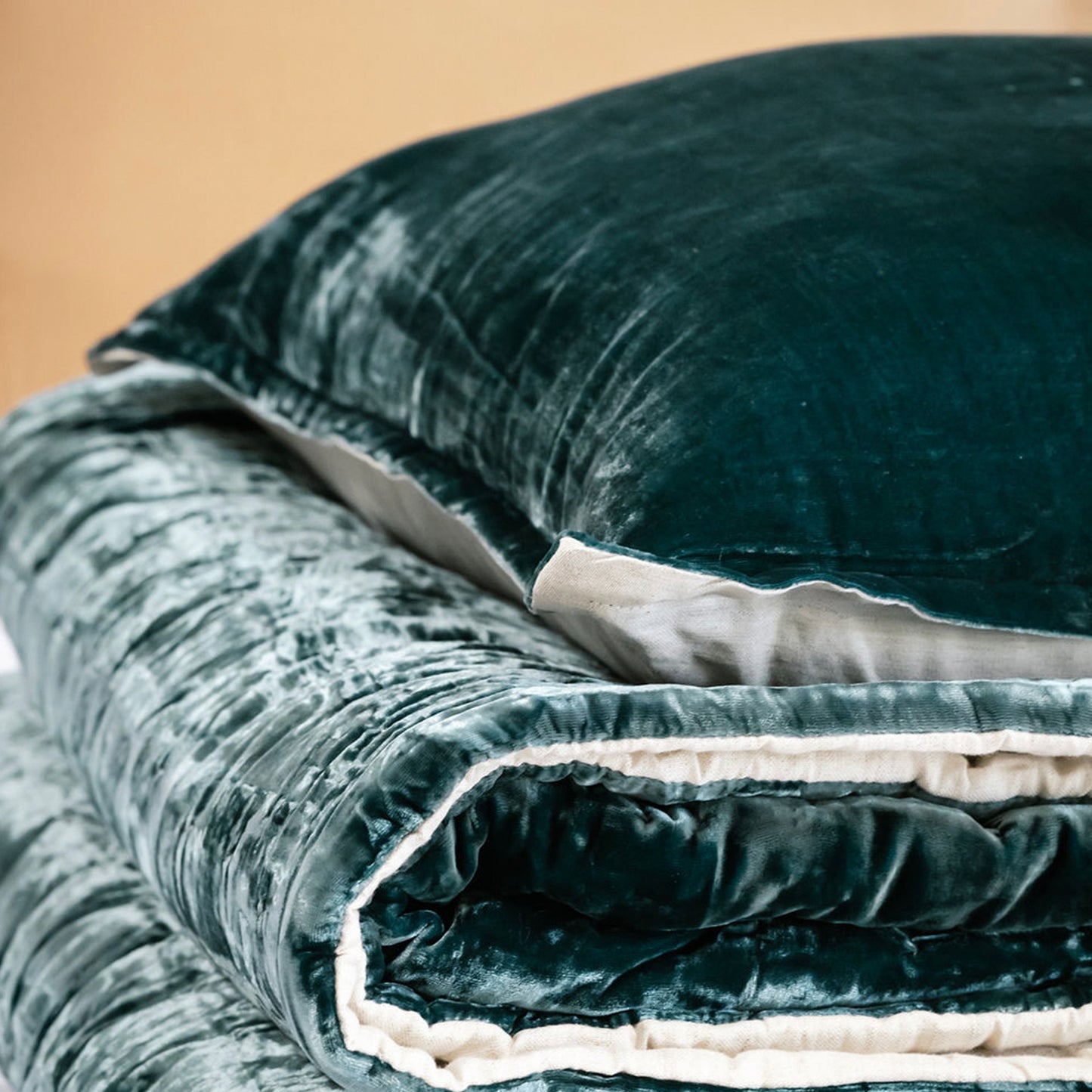 Teal Silk Velvet Cushion
