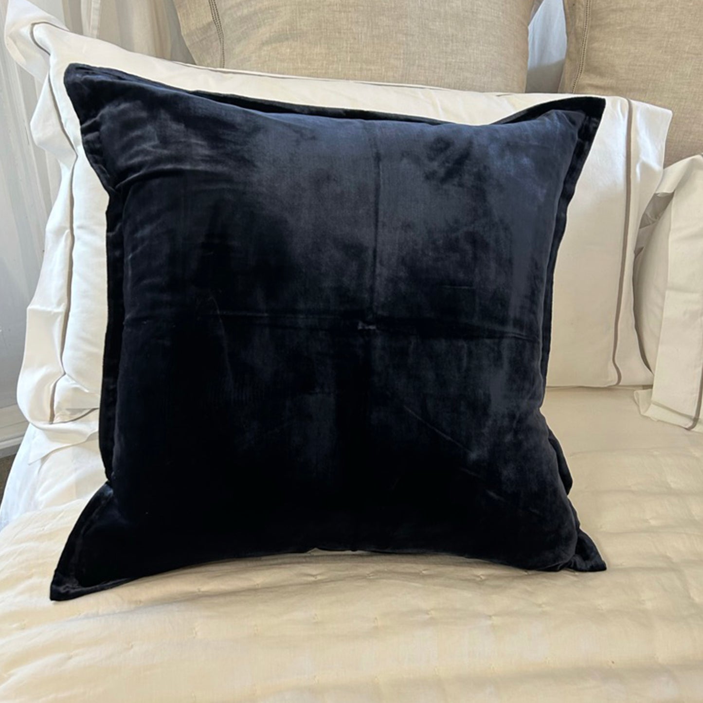Navy Silk Velvet Cushion