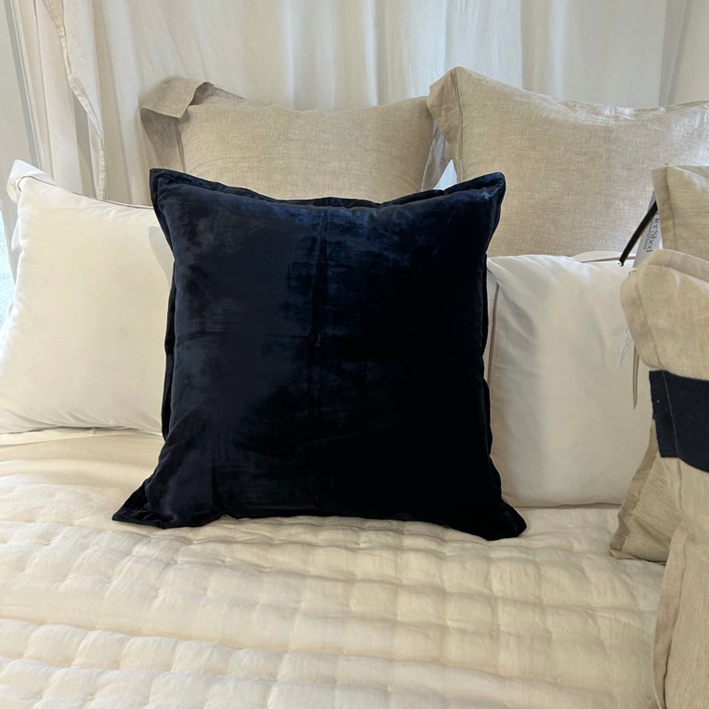 Navy Silk Velvet Cushion