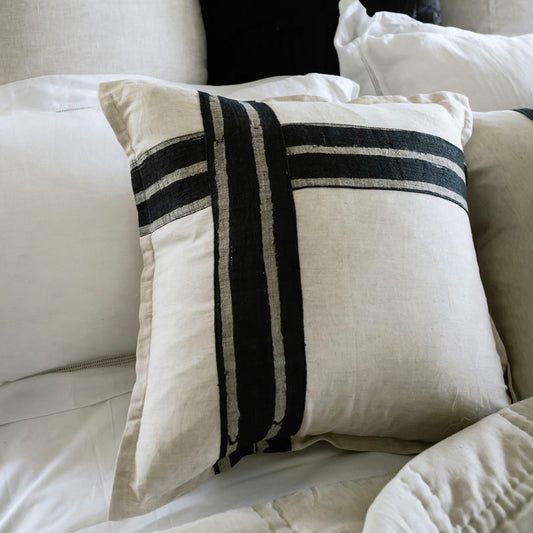 Charcoal Hemp Panel Natural Linen Cushions