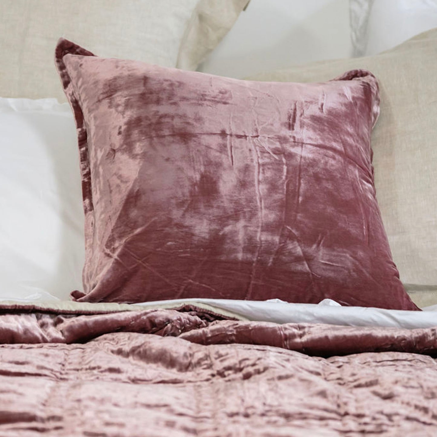 French Rose Silk Velvet Cushion