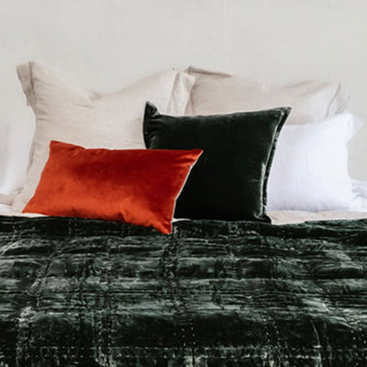 Seaweed Green Silk Velvet Cushion