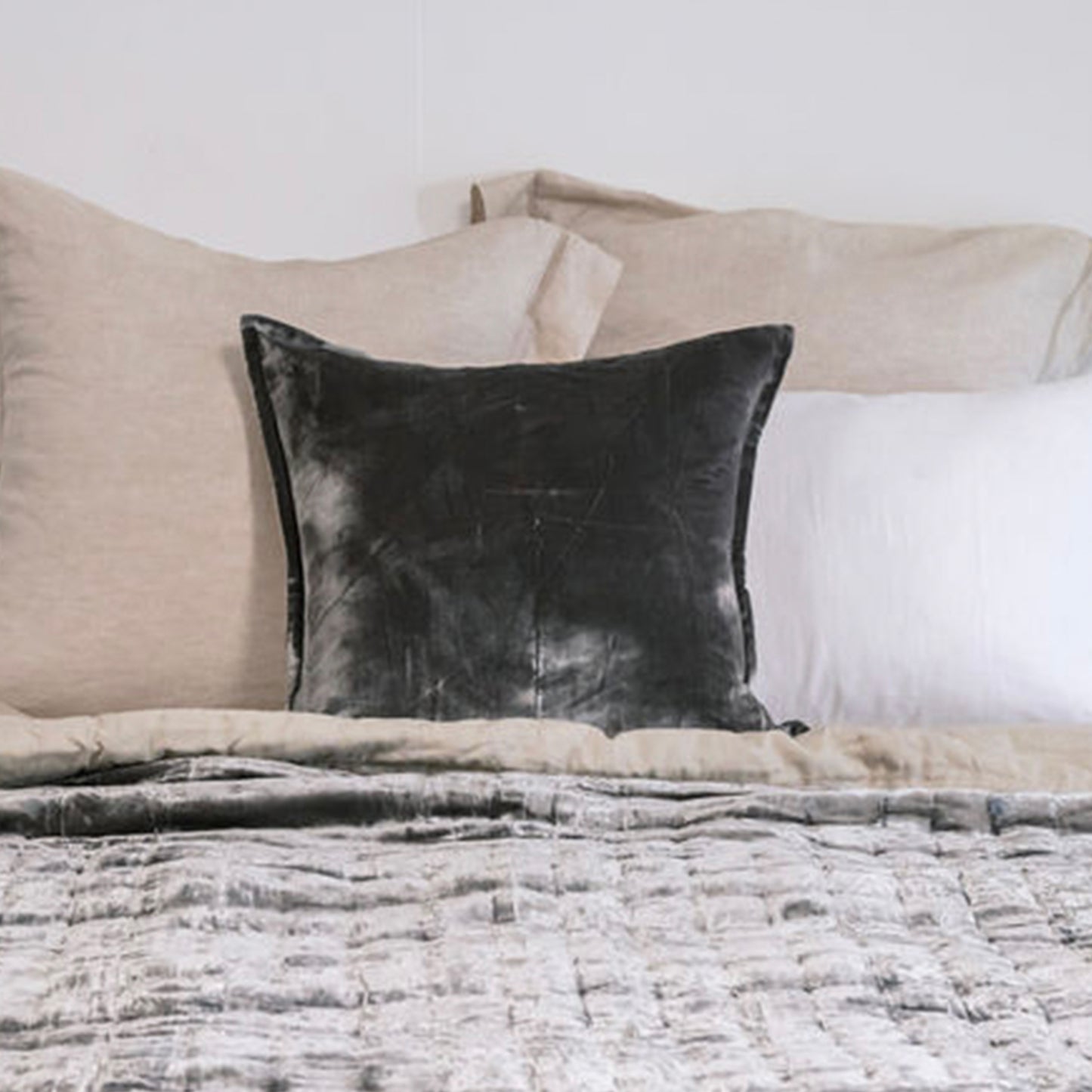 Slate Grey Silk Velvet Cushion