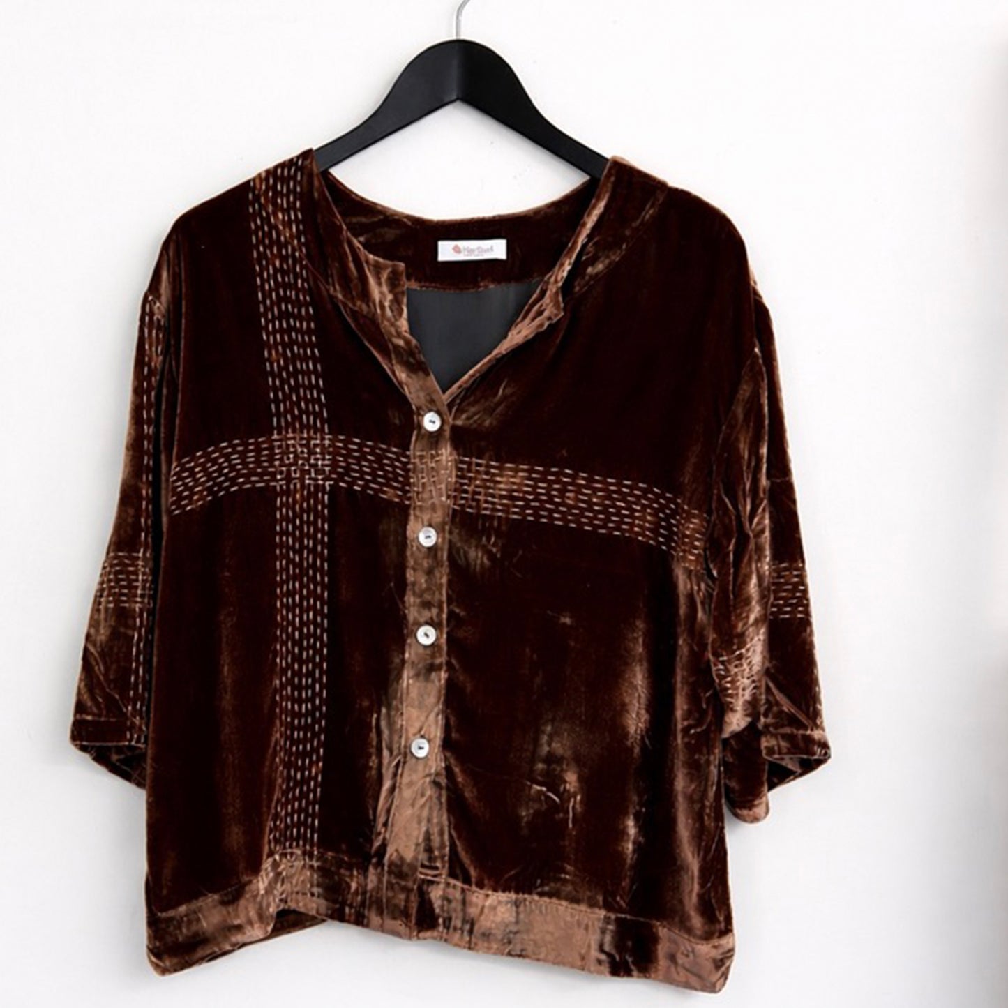 Audrey Handstitched Silk Velvet Tops
